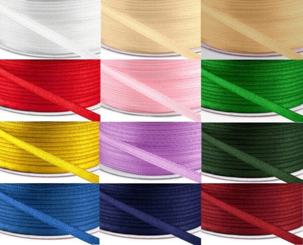 100M Satinband 3mm breit doppelseit Band Deko Hochzeit