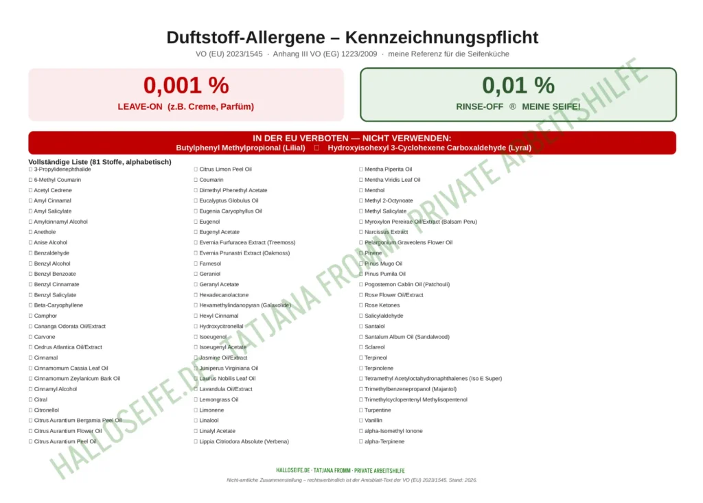 Aromatische Allergene 80 sind eine kleine Hilfe von meiner Seifenküche